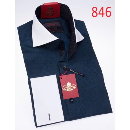Axxess Blue Cotton Modern Fit Dress Shirt 846